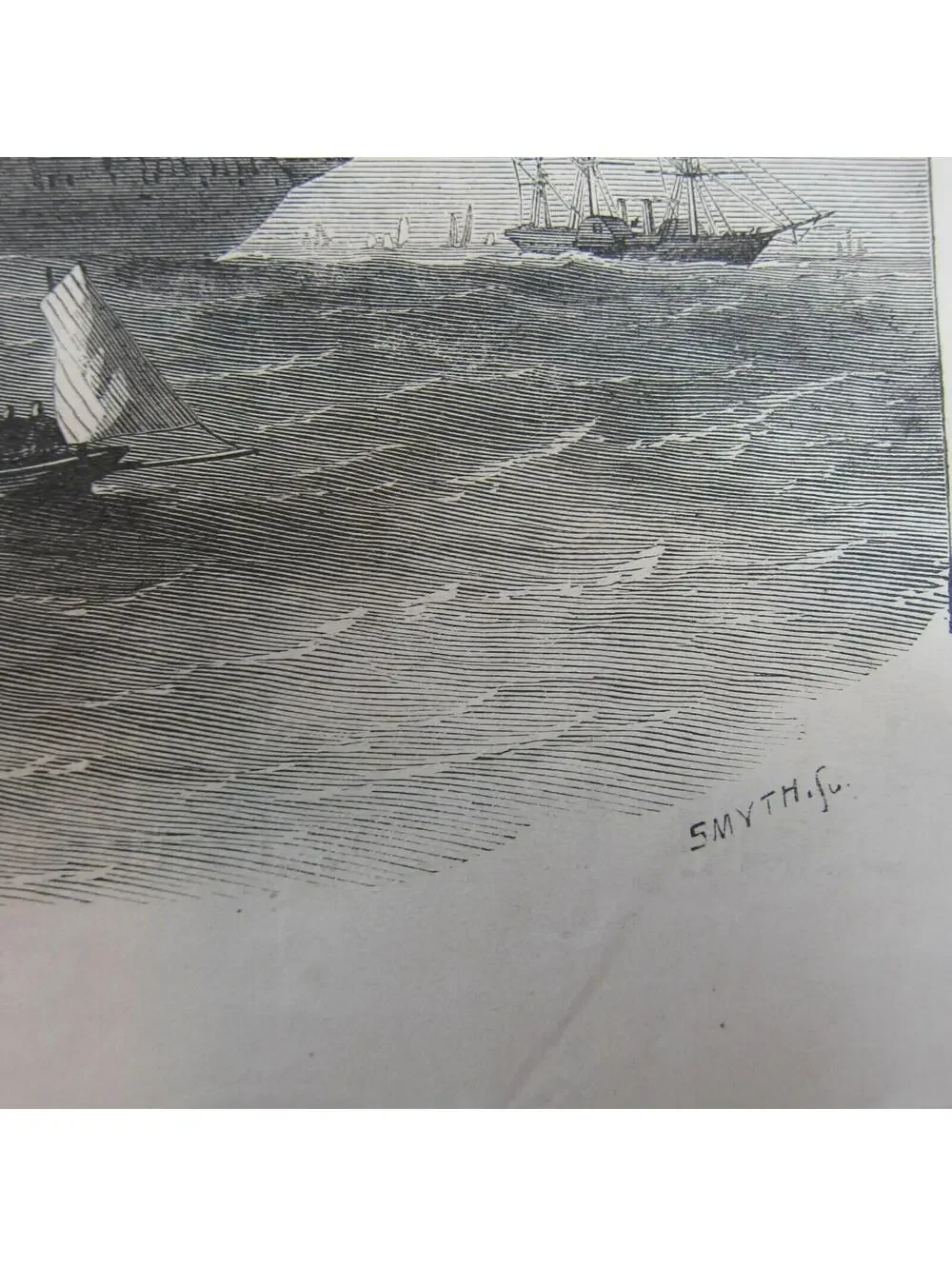 Antique 1856 Print The United States Steam Frigate Merrimack Naval Ship Seascape
